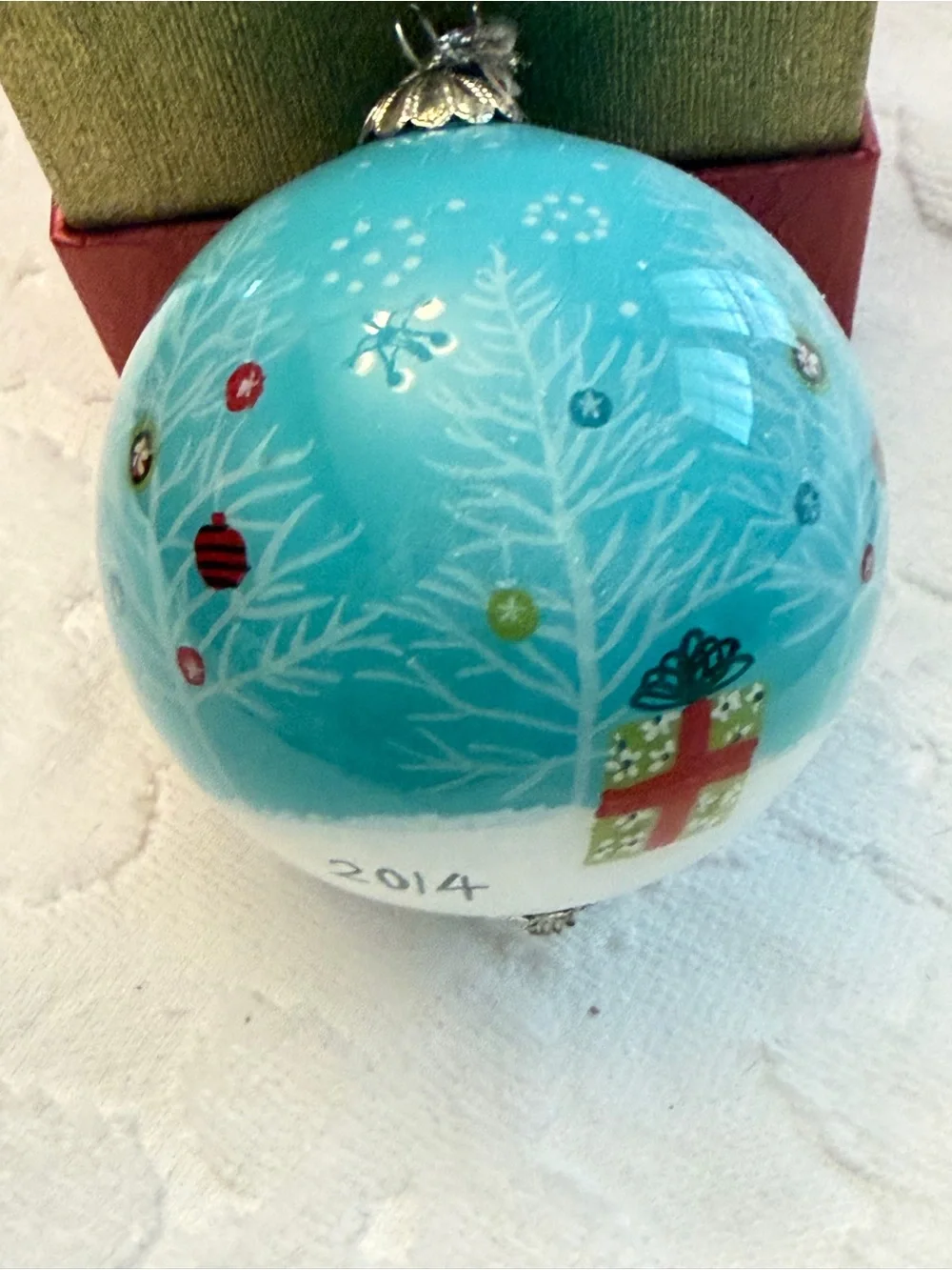 Li Bien Hand-Painted Teal Dachshund Holiday Ornament - Festive Dog Design